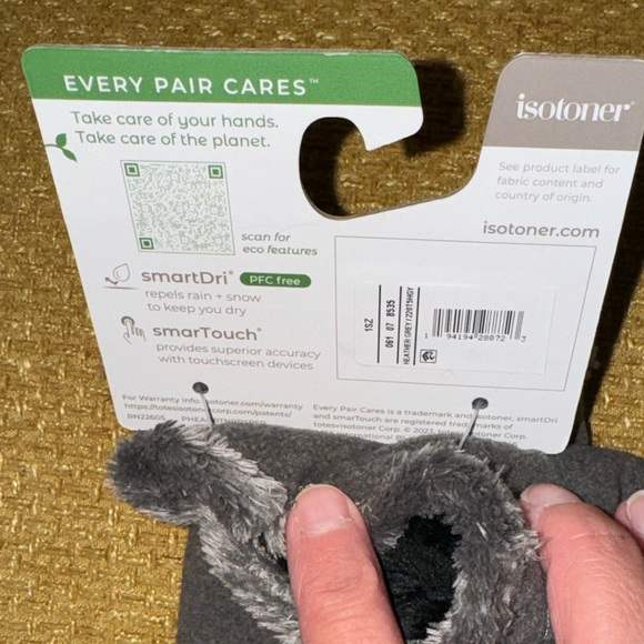 NWT Isotoner Smart-Dri Women's Smart Touch Gloves One Size Gray - Picture 6 of 6